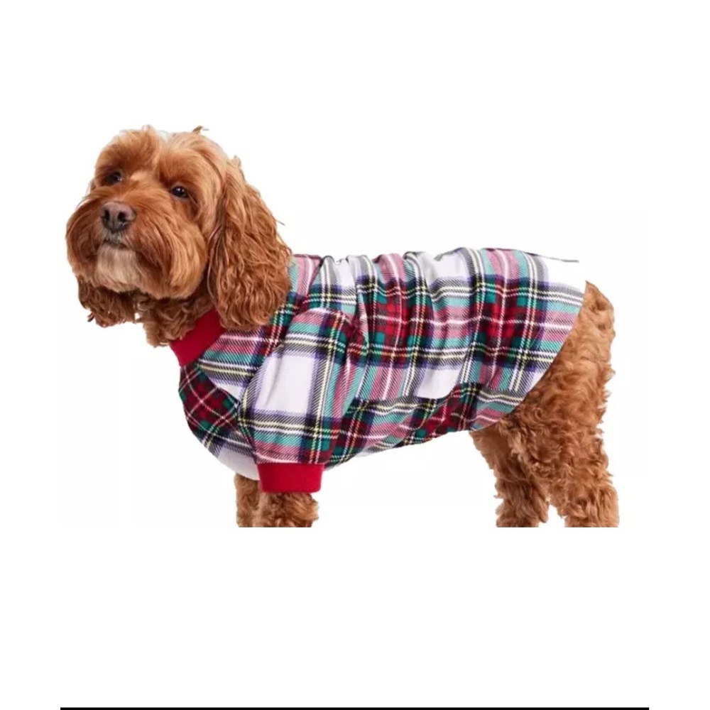 Stewart Plaid Holiday Christmas Pet Pajama Red Green White Dog Shirt Medium